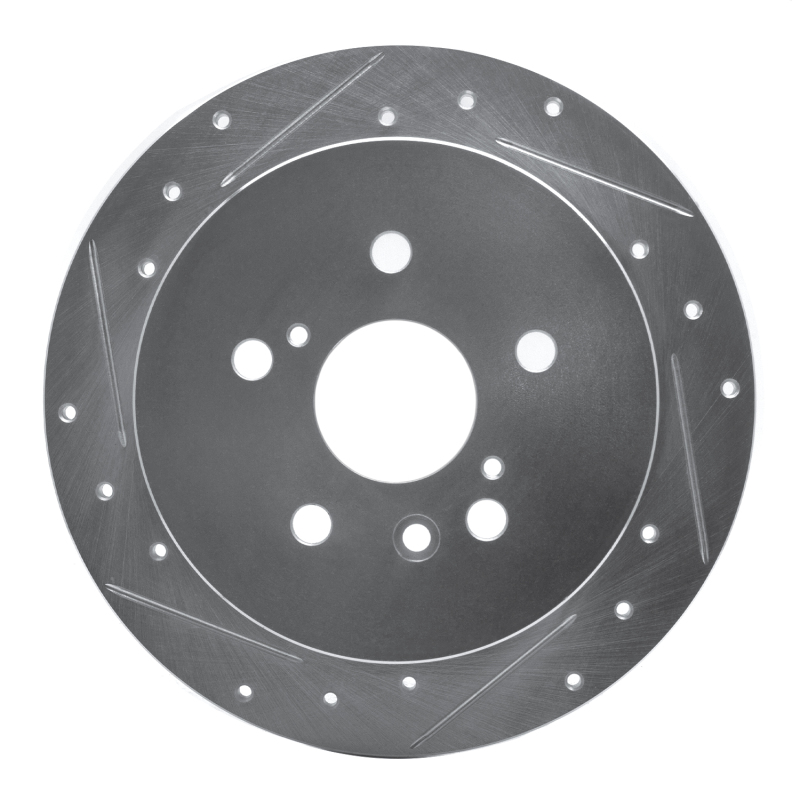 Toyota Sienna Brake Rotor (1) - Rear Left - R1 Concepts - Drilled & Slotted - Silver - `04-`10